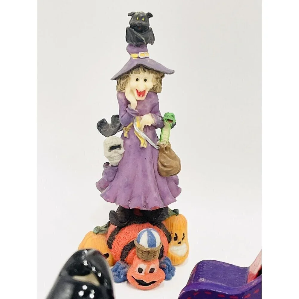 Lot Of 7 Witches Figurines Tealight Holder Hat Halloween Decor